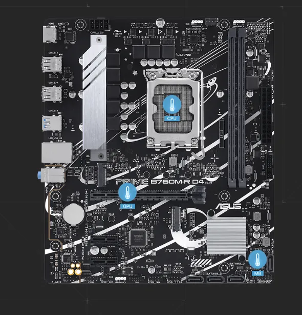 Asus Prime B760M-R D4  Multiple Temperature Sources