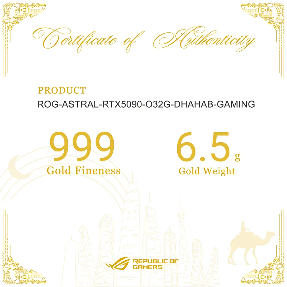 كارت شاشه اسوس روج استرال ار تي اكس جي فورس 5090 دهب كارت شاشه اسوس روج استرال ار تي اكس جي فورس 5090 دهب