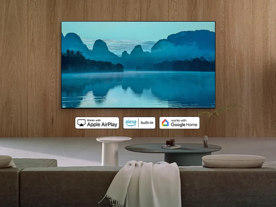 Samsung QN90D Works with Amazon Alexa, Apple AirPlay, and Google Home