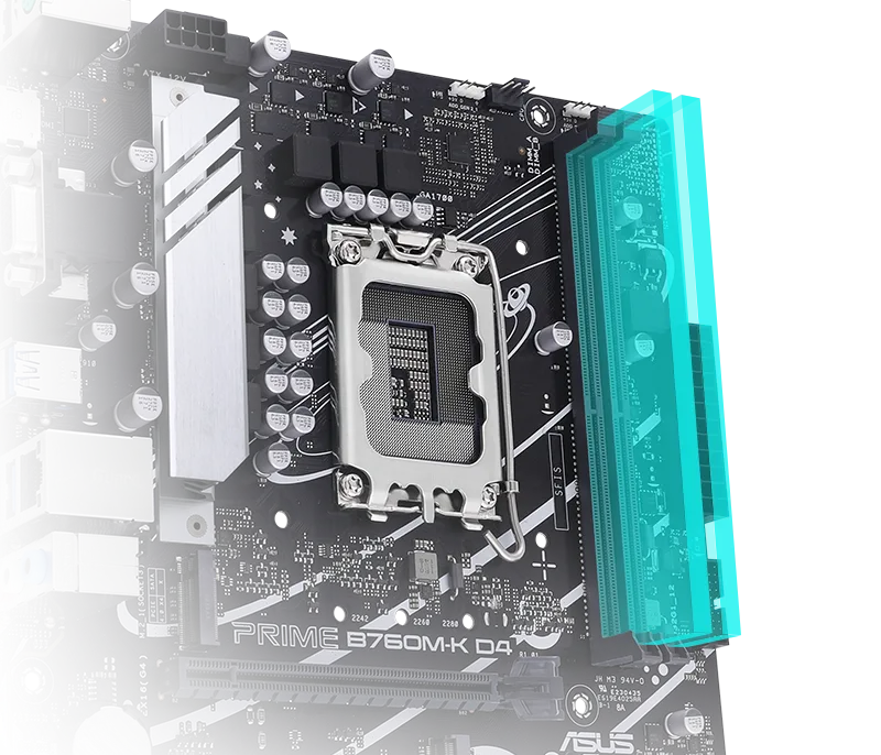 دعم ذاكرة الوصول العشوائي ASUS PRIME B760M-K D4 DDR4