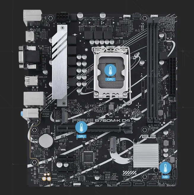 مصادر درجات الحرارة المتعددة لجهاز Asus PRIME B760M-K D4