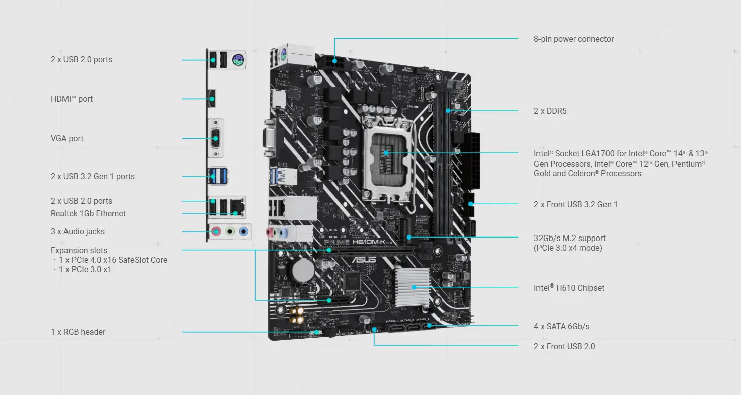 اسوس برايم H610M-K مازر بورد اسوس برايم H610M-K مازر بورد