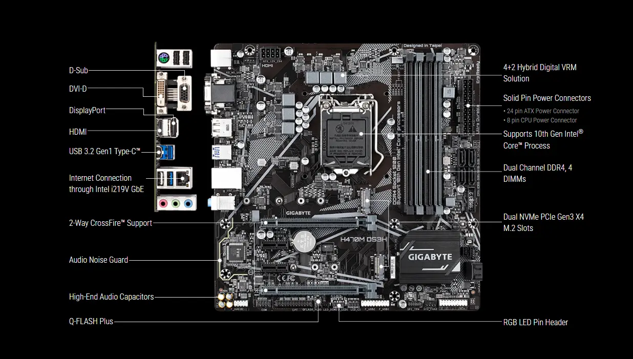 Motherboard Gigabyte H470M DS3H