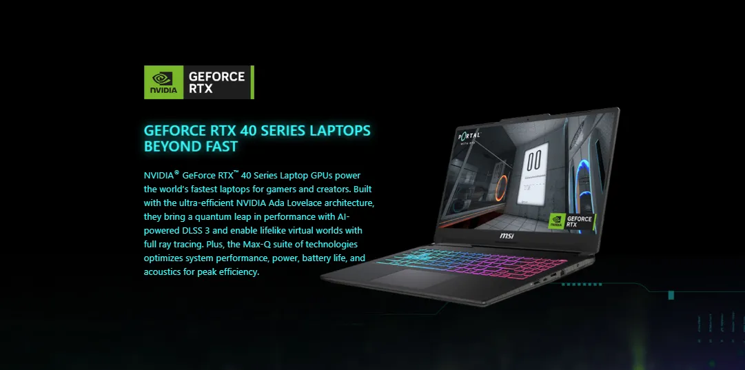 ام اس اي سايبورغ 15 A13VE أجهزة الكمبيوتر المحمولة GEFORCE RTX 40 SERIES تتجاوز السرعة