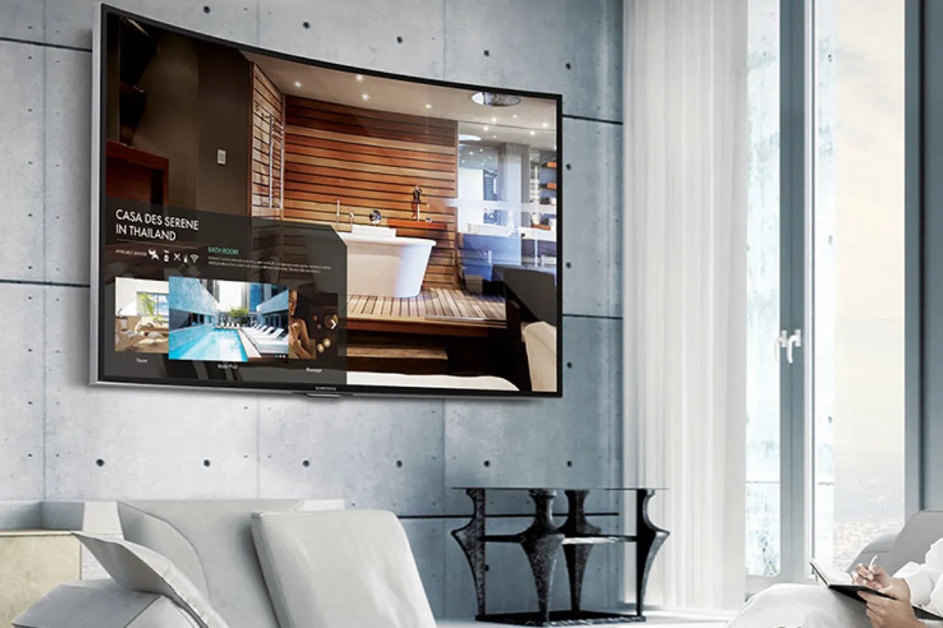 شاشات العرض الرقمية Samsung AU8000 في قطاع الضيافة